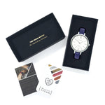 Amalfi Petite Vegan Leather Silver/White/Marine Blue Watch Hurtig Lane Vegan Watches