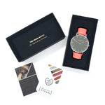 Mykonos Vegan Leather Watch Silver/Grey/Coral Watch Hurtig Lane Vegan Watches