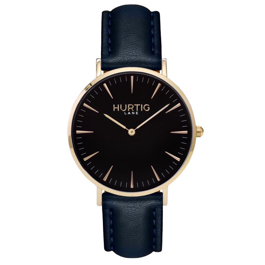 gold and blue vegan watch