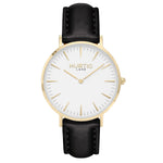 vegan leather watch gold and black