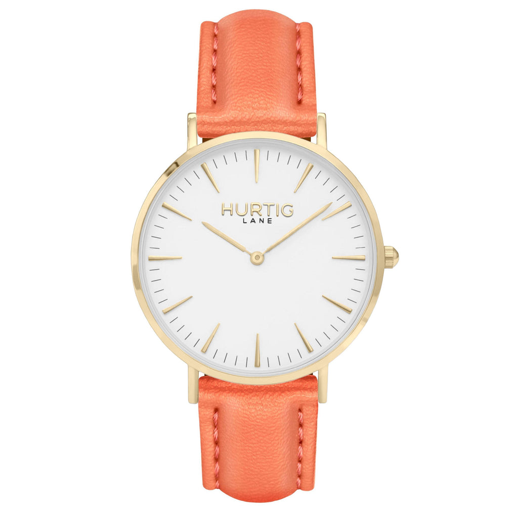 vegan watch gold and coral pink