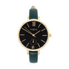 Amalfi Petite Vegan Leather Watch Gold, Black & Forest Green Watch Hurtig Lane Vegan Watches