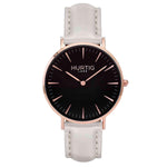 Vegan leather watch Rose gold and grey