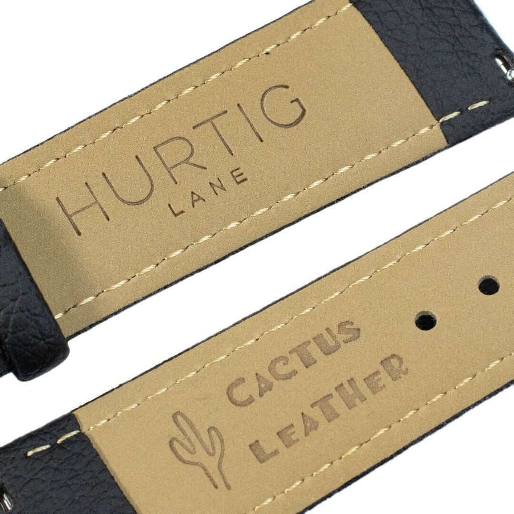 Black and Silver Cactus Leather Strap watch strap Hurtig Lane Vegan Watches