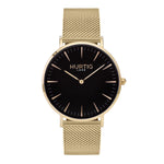 black and gold mesh watch
