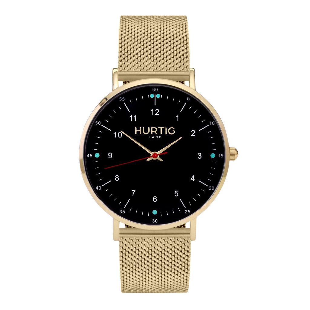 Moderna Stainless Steel Watch Gold, Black & Silver - Hurtig Lane - sustainable- vegan-ethical- cruelty free